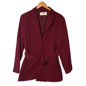 4TH + RECKLESS Tailored Collection Burgundy Blazer Belted Jacket Size US 12
